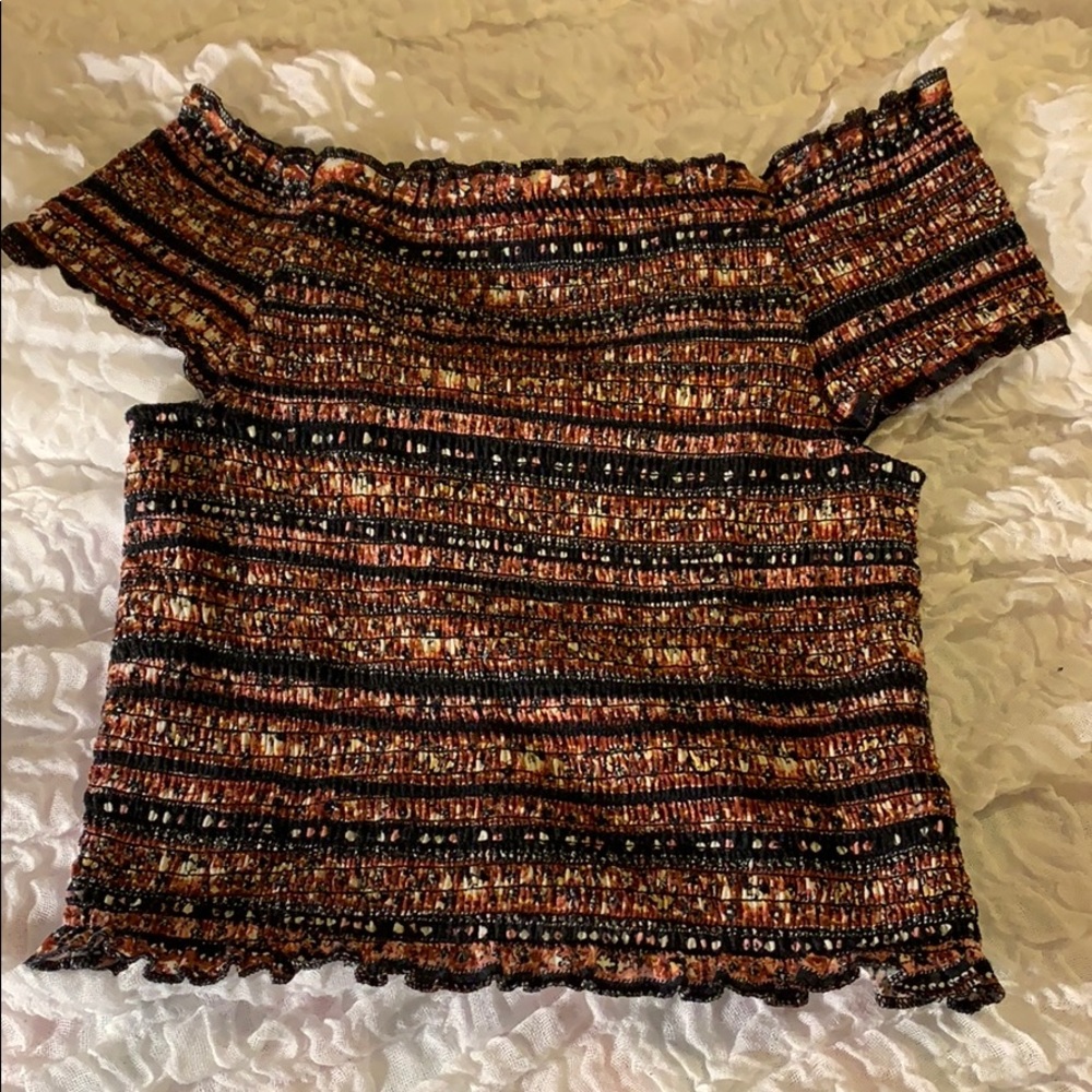 Ruffled off the shoulder shirt